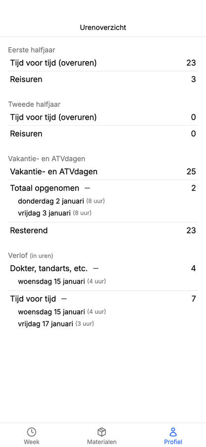 timesheet app profile hours overview
