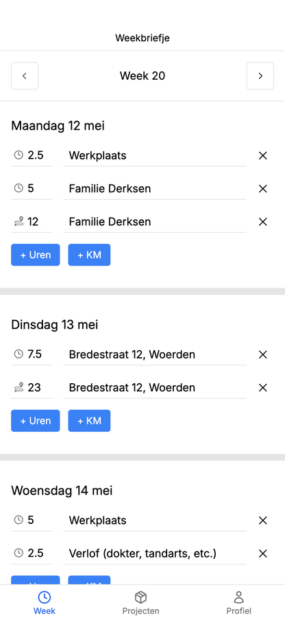 Time tracking app development of Werkbriefje.app